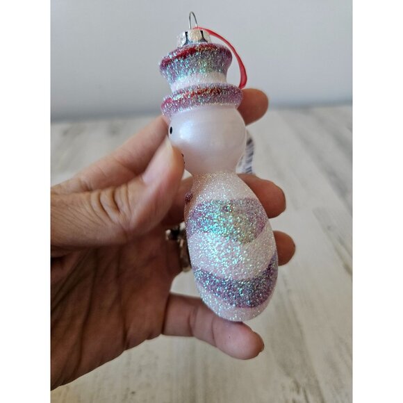 Living quarter snowman peppermint glitter ornament Xmas tree sparkle ornament - Picture 4 of 10